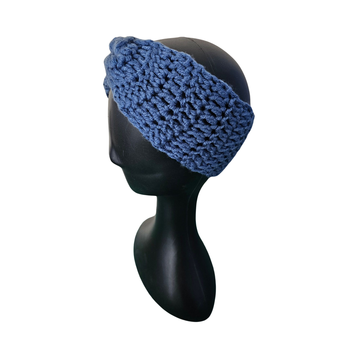 Crochet Headband - Blue Side View