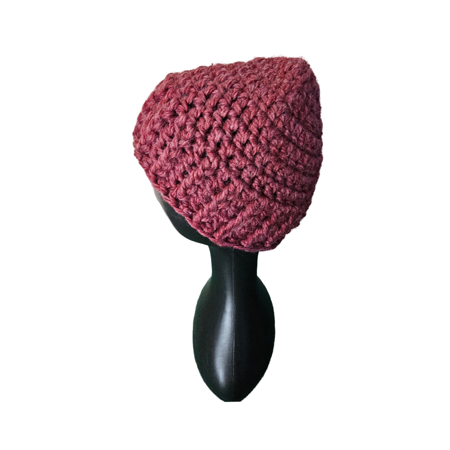 Crochet Beanie - Red Side View