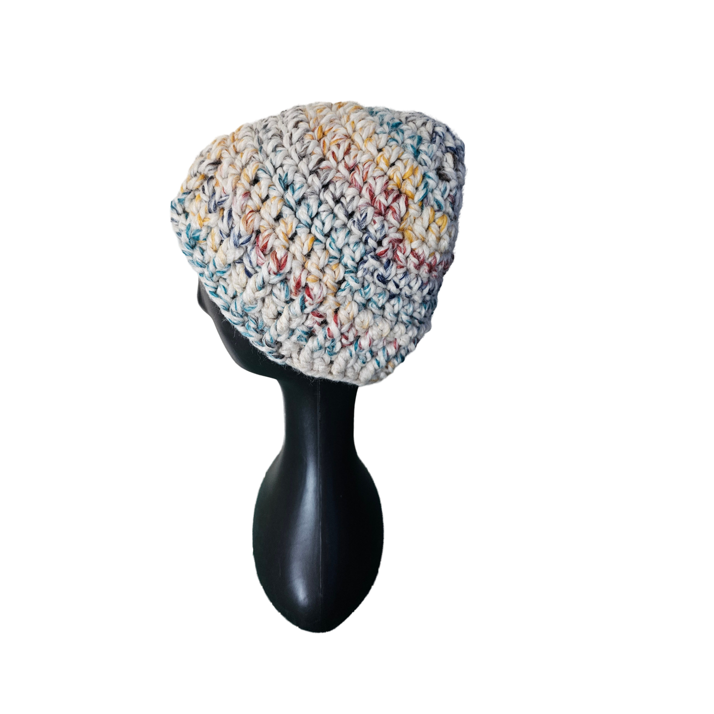 Crochet Beanie - Colourful Side View
