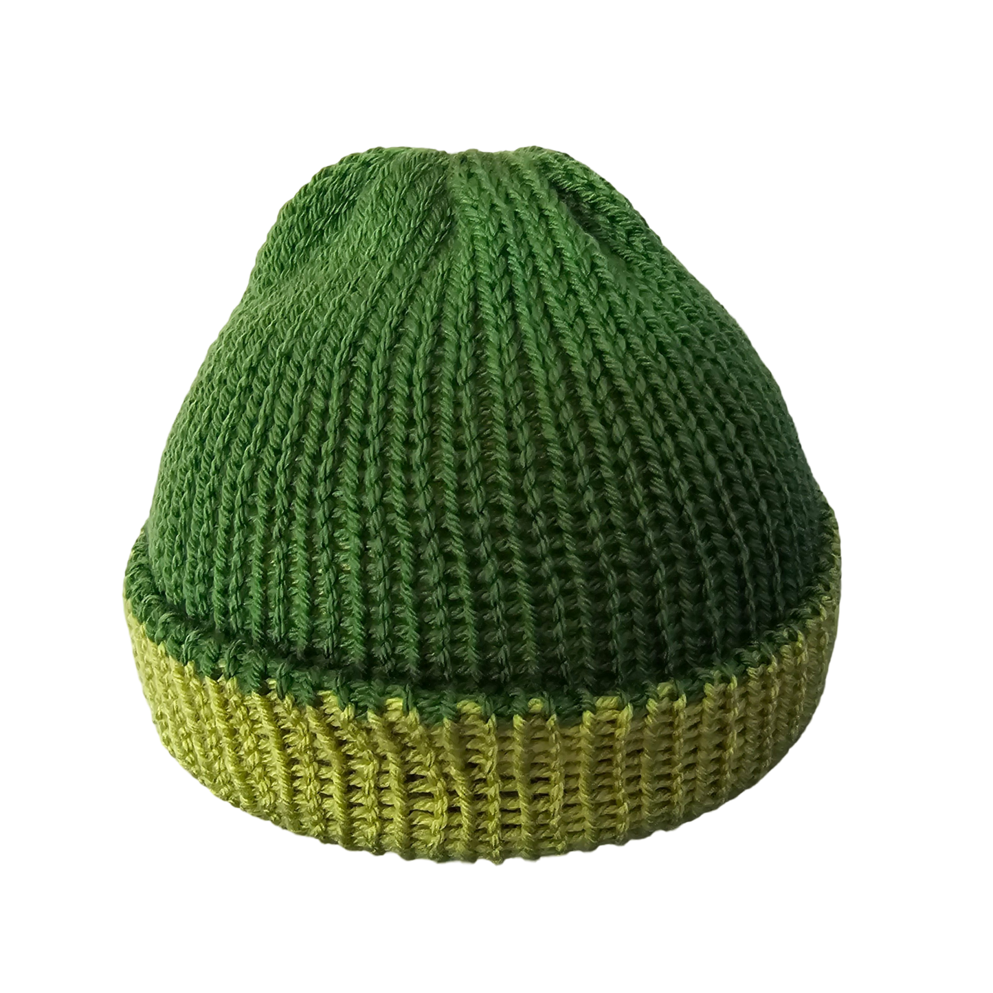 Knitted Beanie - Two Tone Green Front View