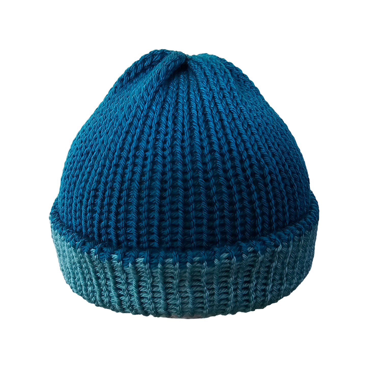 Knitted Beanie - Teal Two Tone Front View