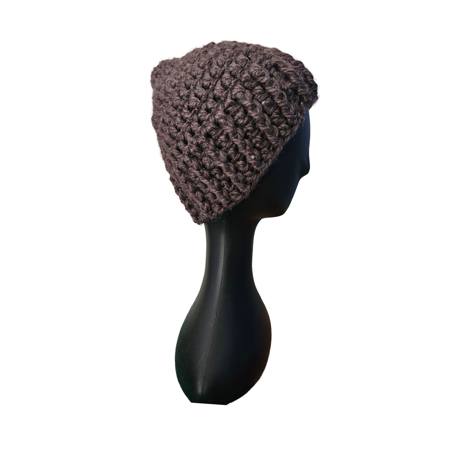 Crochet Beanie - Brown Side View