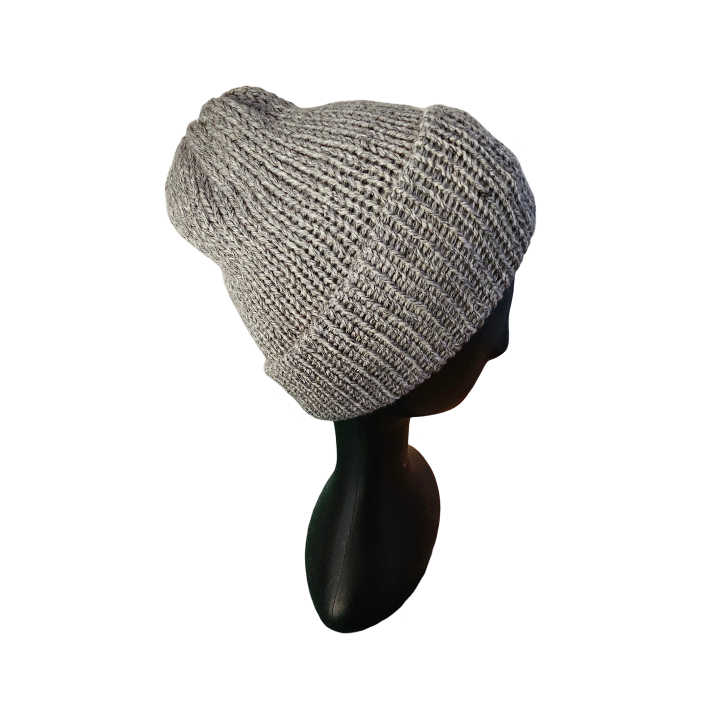Knitted Beanie - Snow Marble Side View