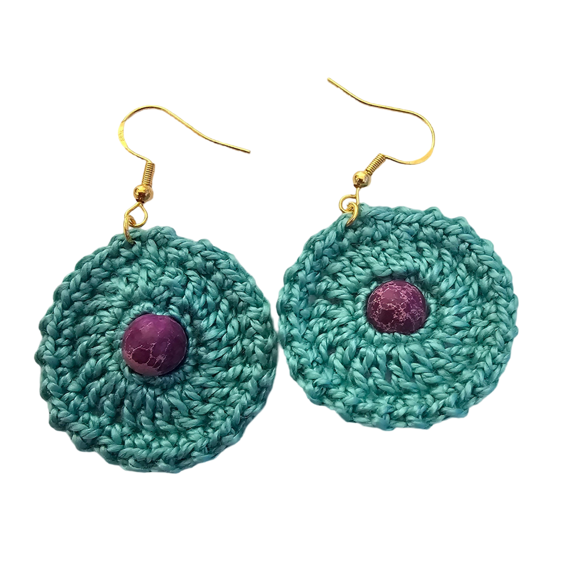 Imperial Aqua Bead Crochet Earring