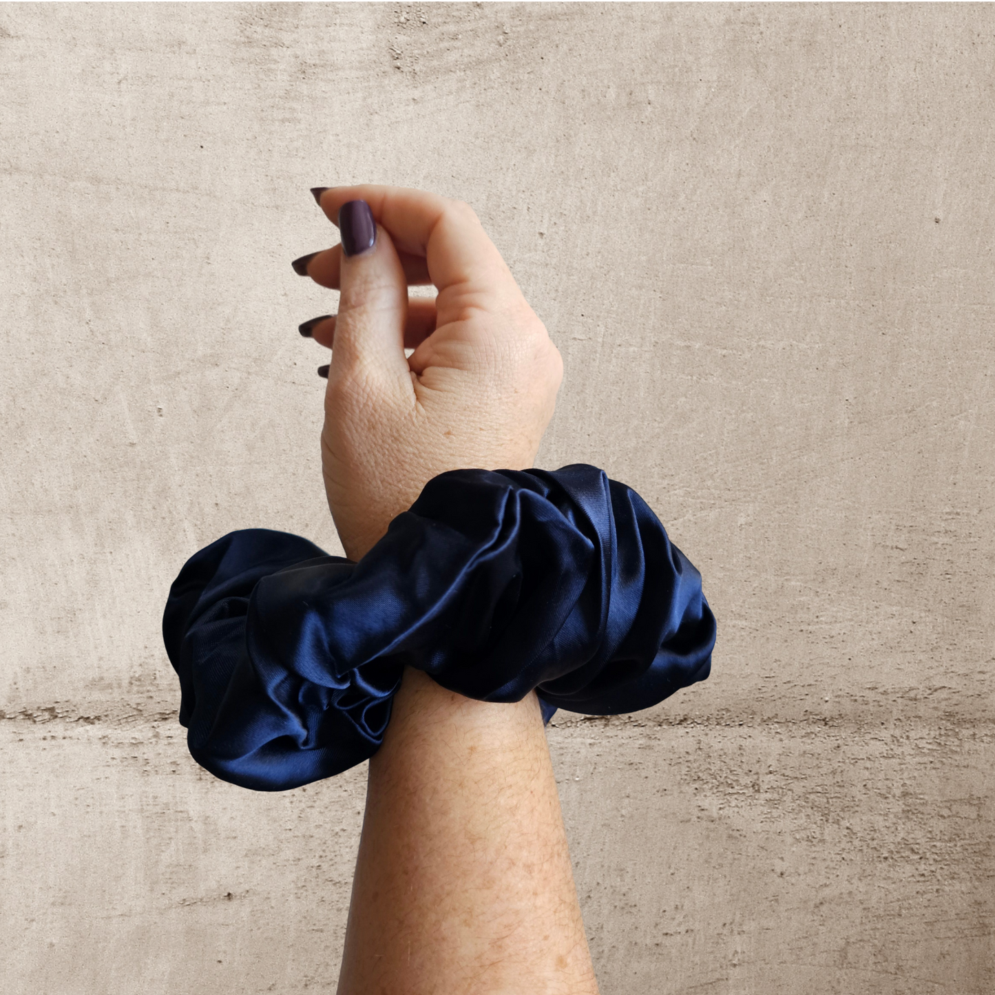Hair Scrunchie - Navy Wrist View