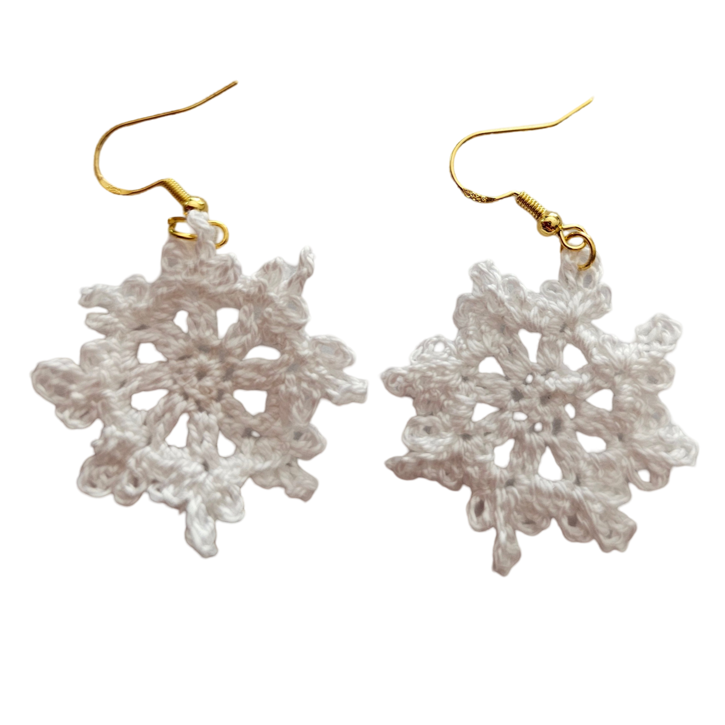 Christmas Crochet Earrings - Gold Snowflakes