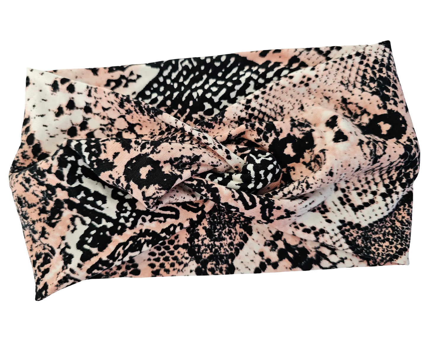Flat View of girls pink animal print headband.