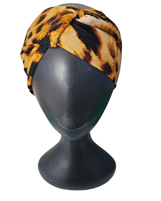 Animal Print Ladies Knotted headband on mannequin front view