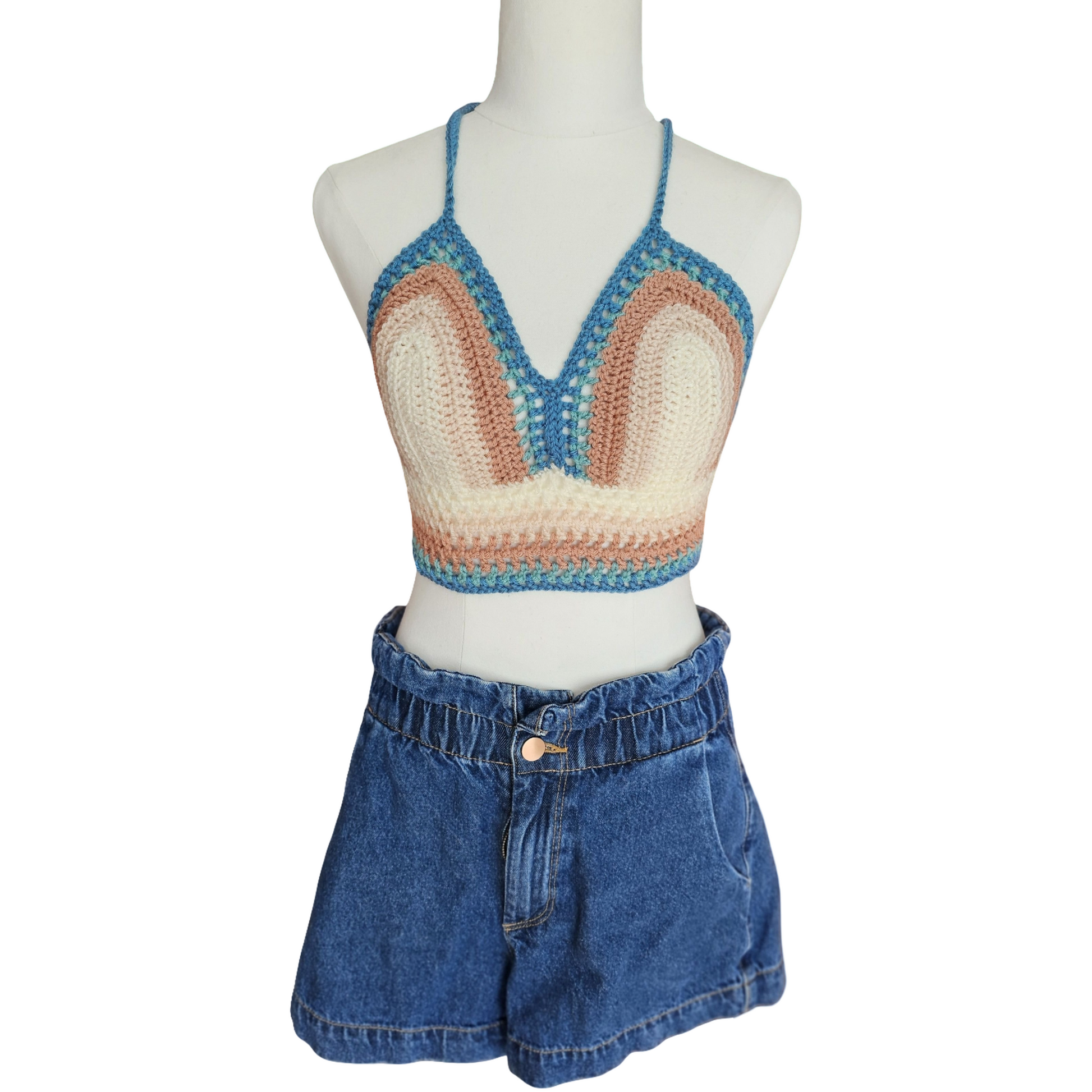 Coral Drift Crochet Lattice Top