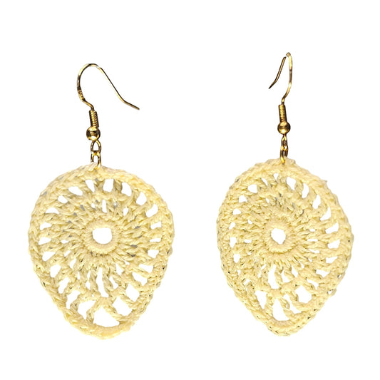Crochet Earrings with Gold Fittings on white background