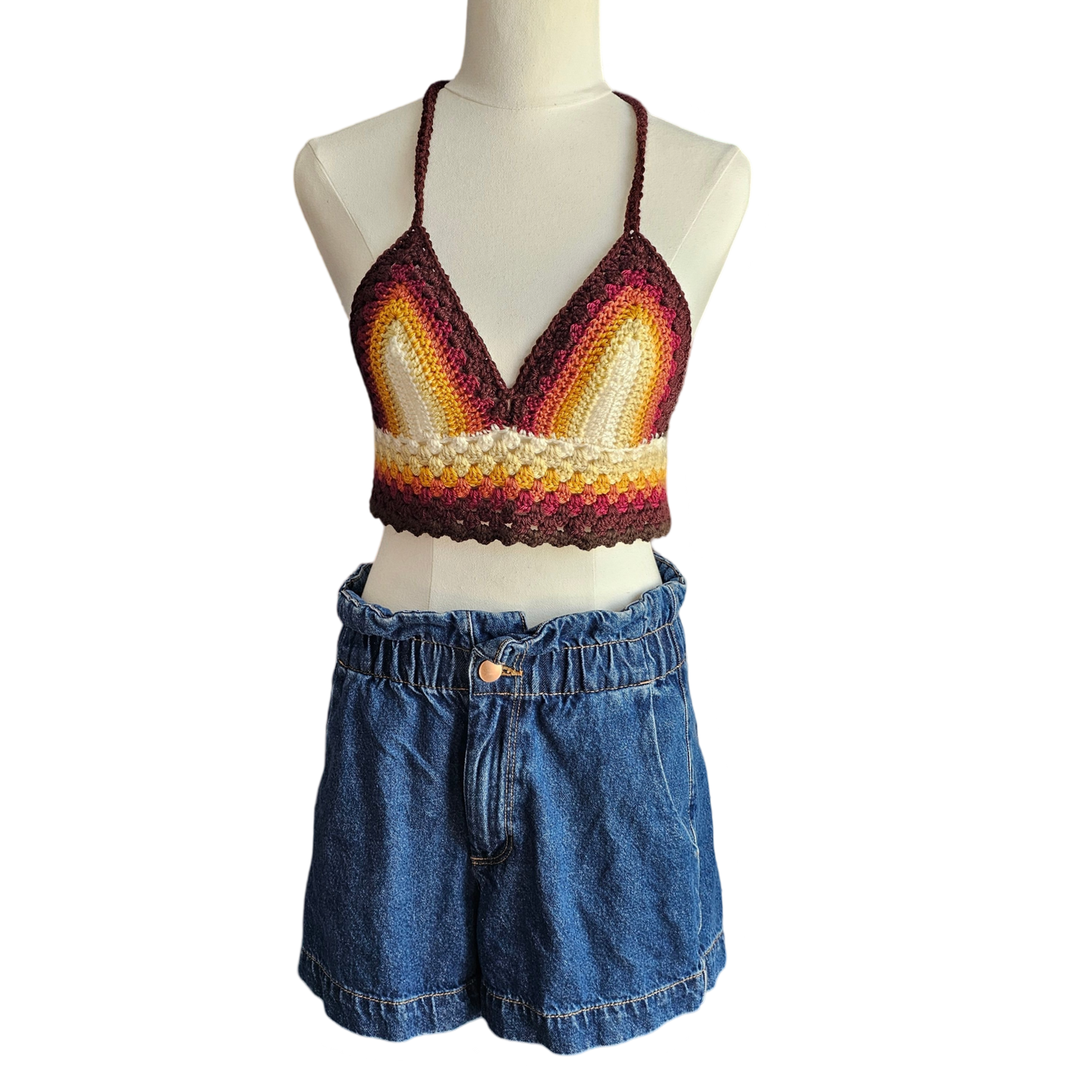 Crochet Top- Earth Tones Front View