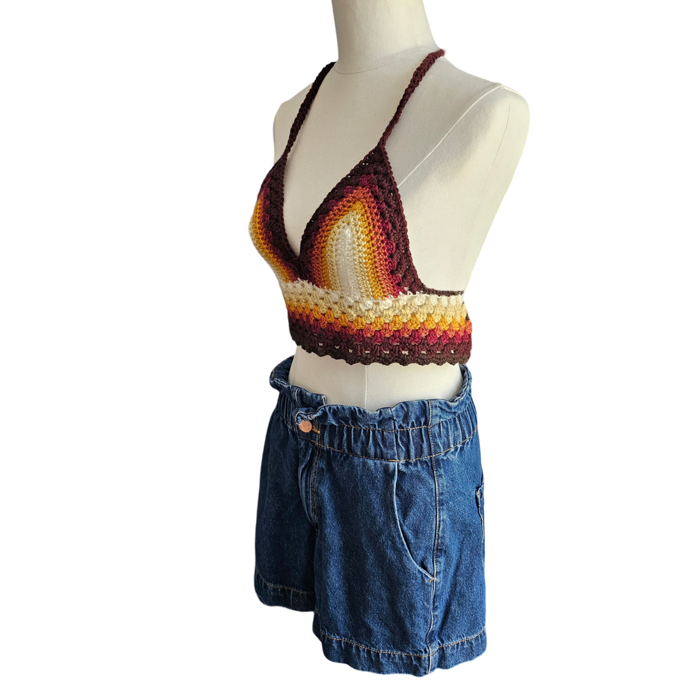 Crochet Top- Earth Tones Side View