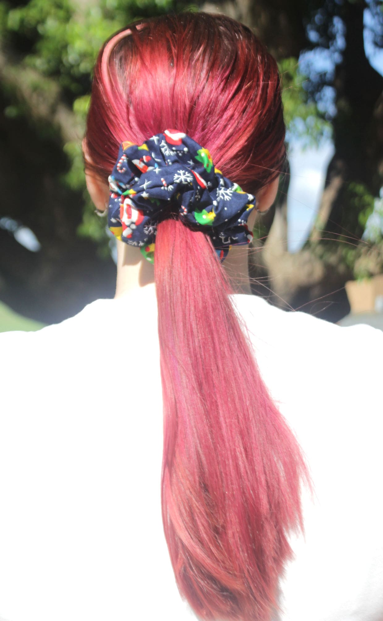 Hair Scrunchie - Snowman Ponytail View