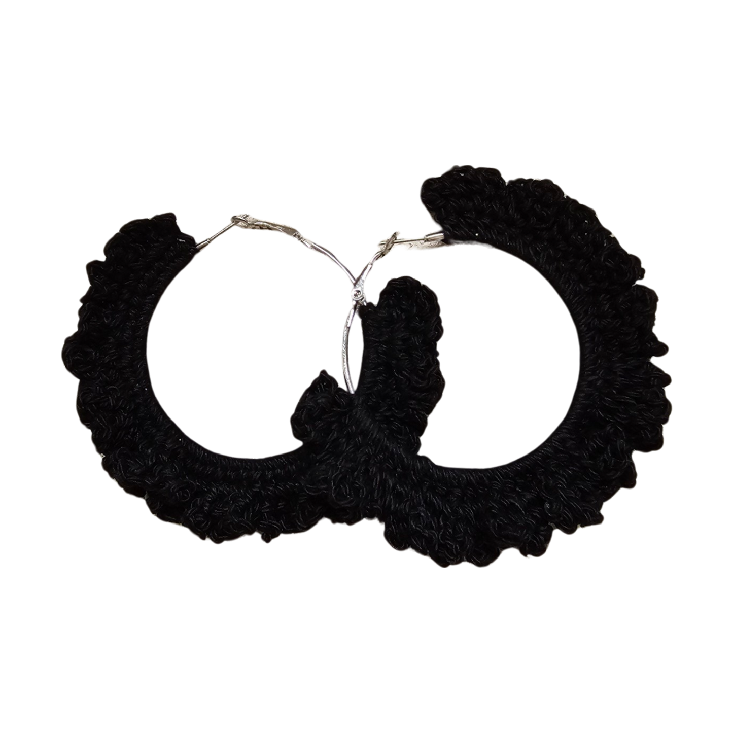 crochet earrings - silver hoops