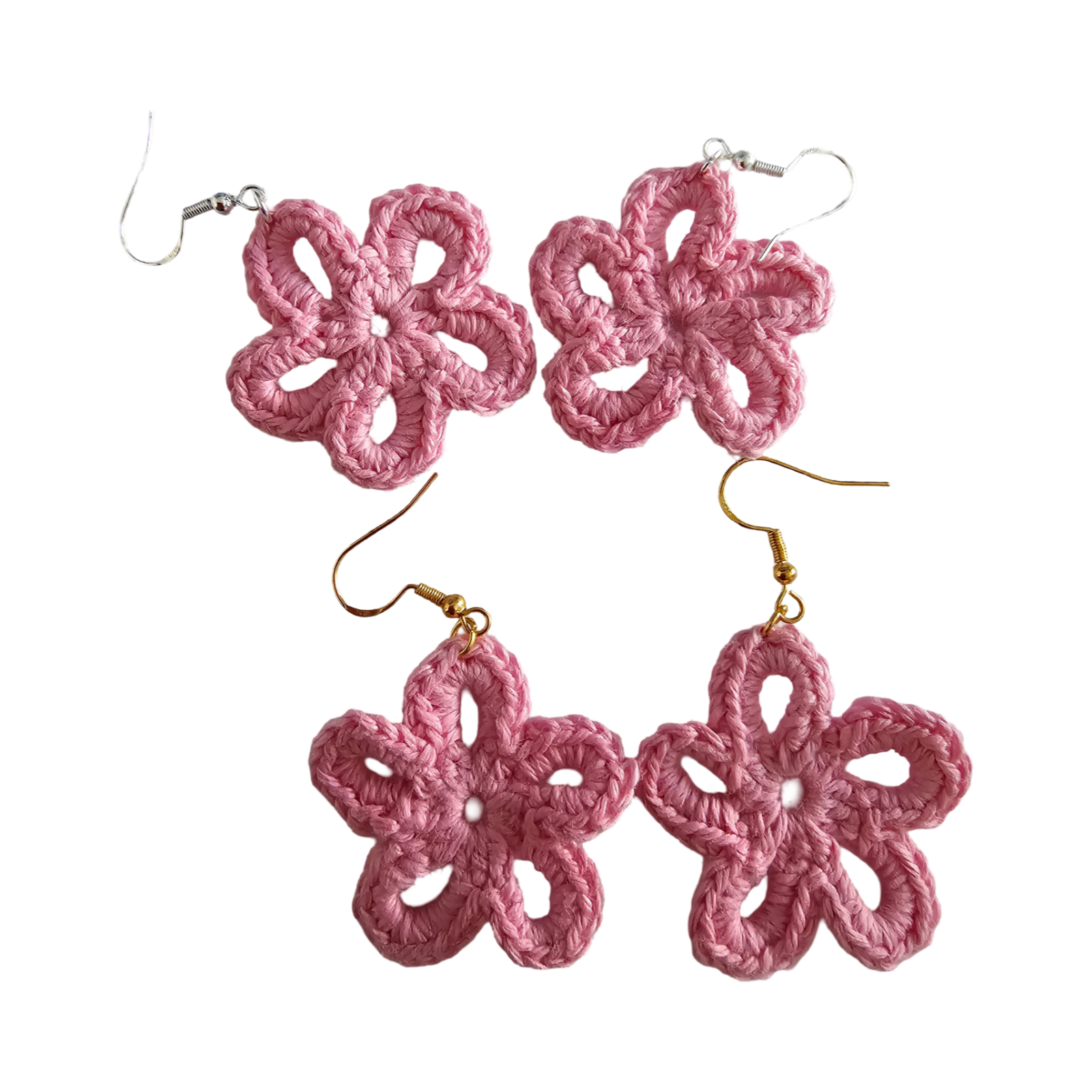 Crochet Earrings - Pink Daisy