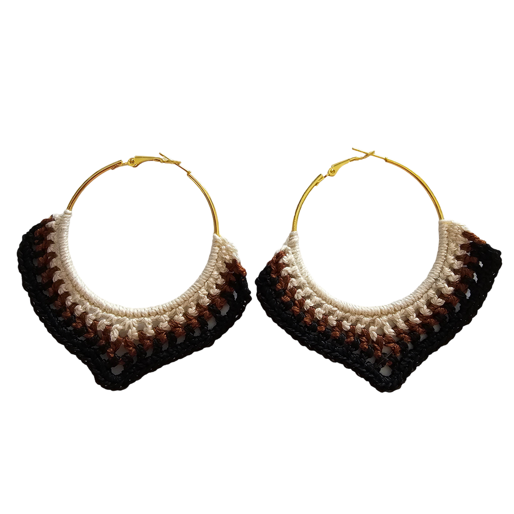 Crochet earring - gold trio hoops