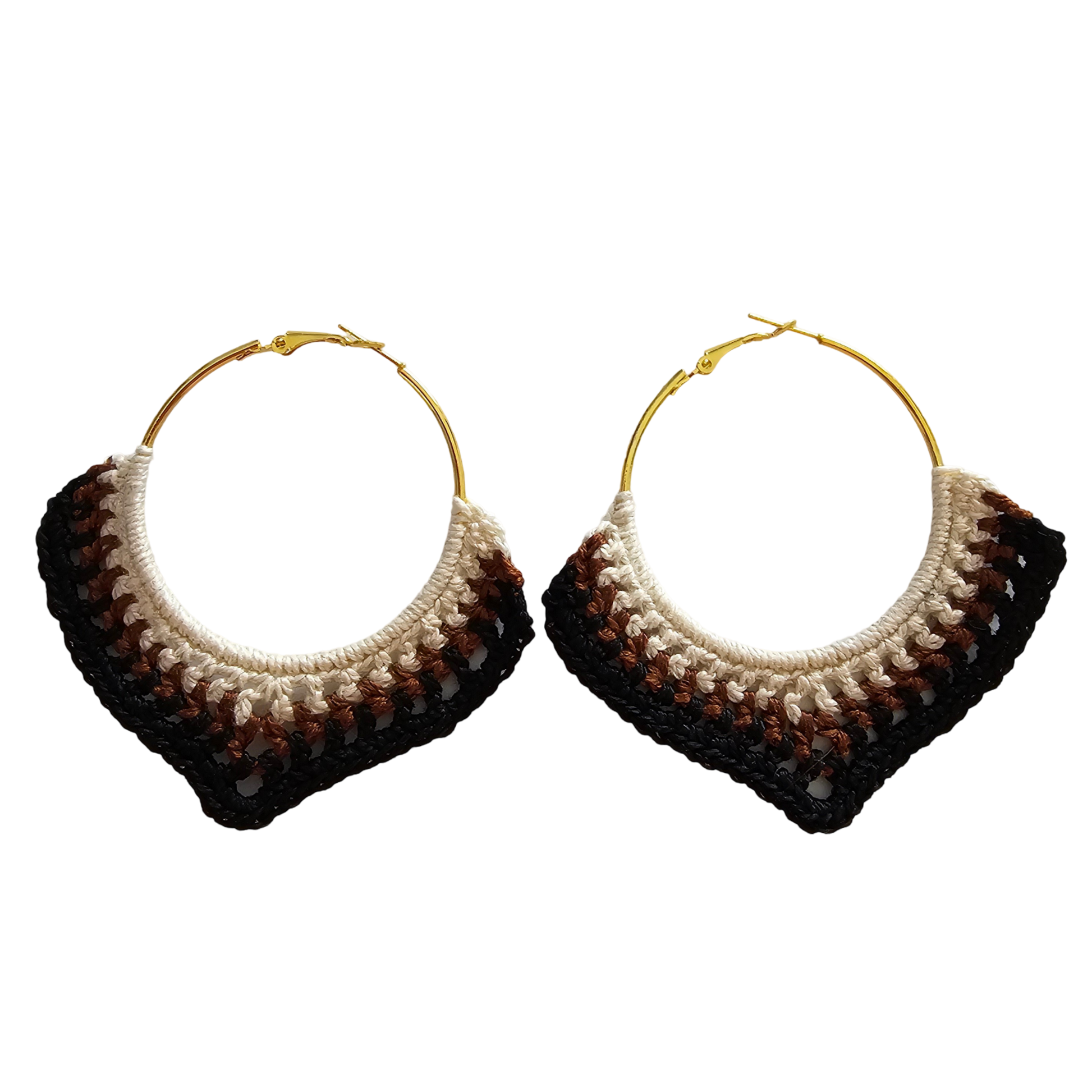 Crochet earring - gold trio hoops