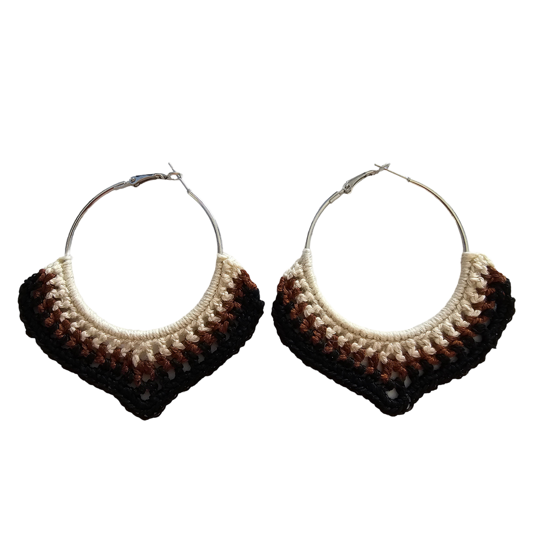 Crochet Earrings - silver trio hoops