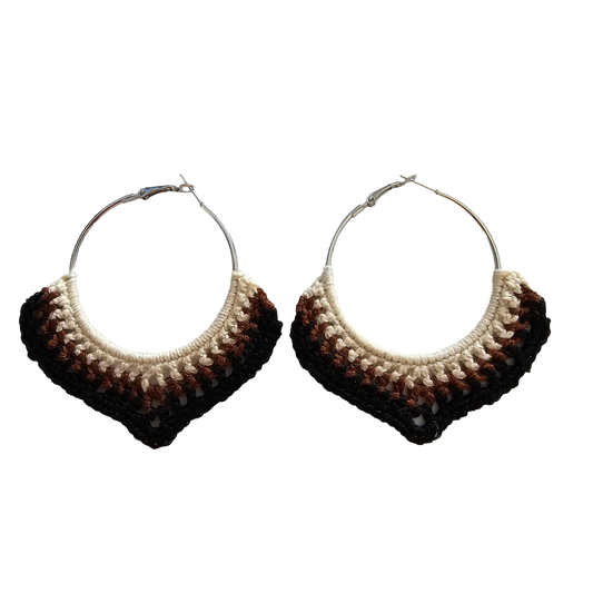Crochet Earrings - silver trio hoops