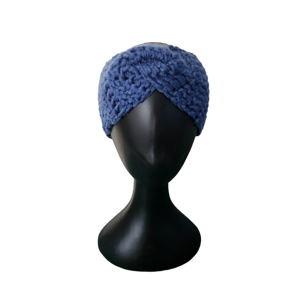Crochet Headband - Blue Front View