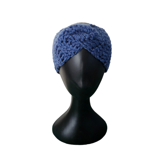 Crochet Headband - Blue Front View