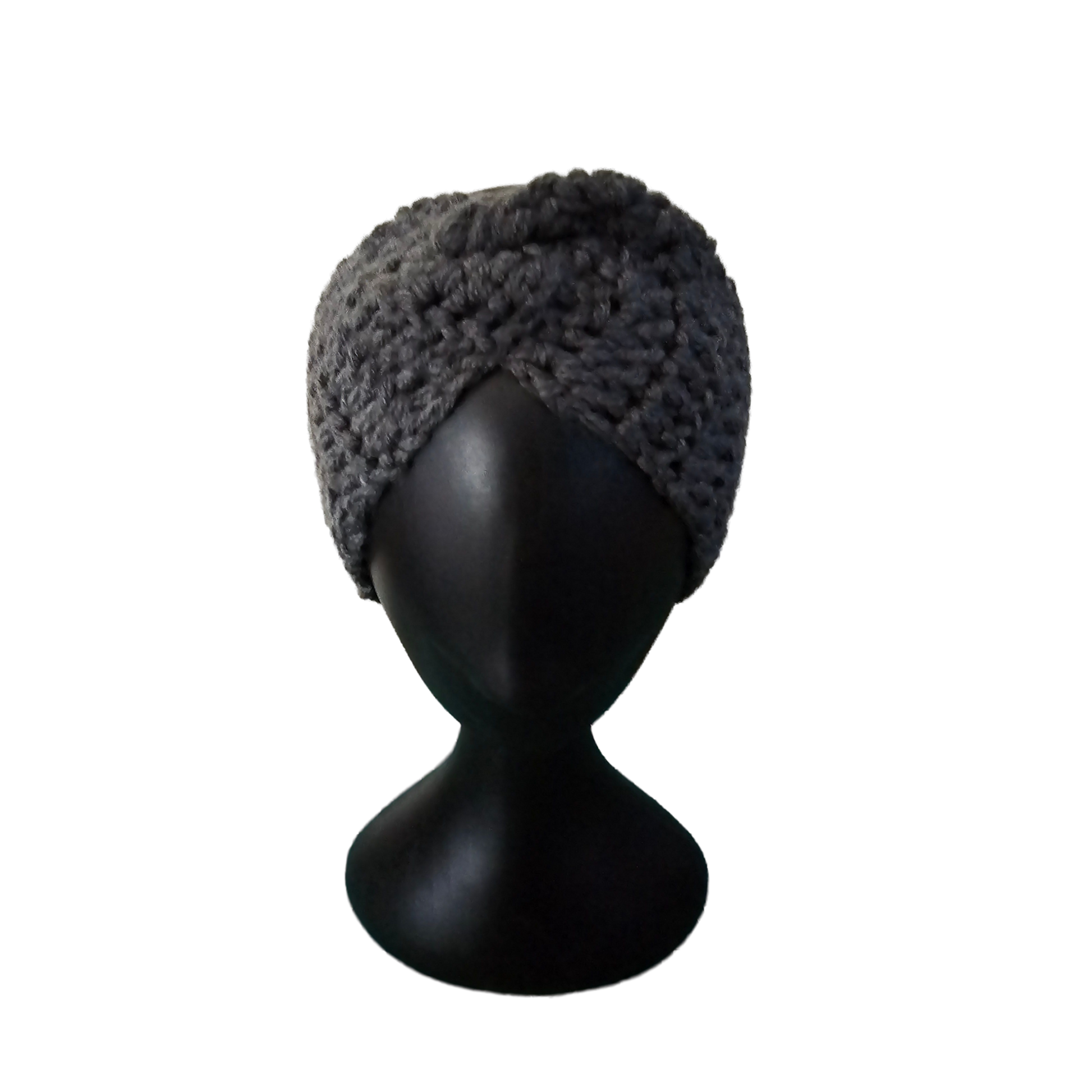 Crochet Headband - Charcoal Front View