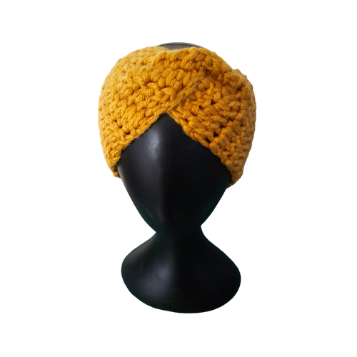 Crochet Headband - Mustard Front View