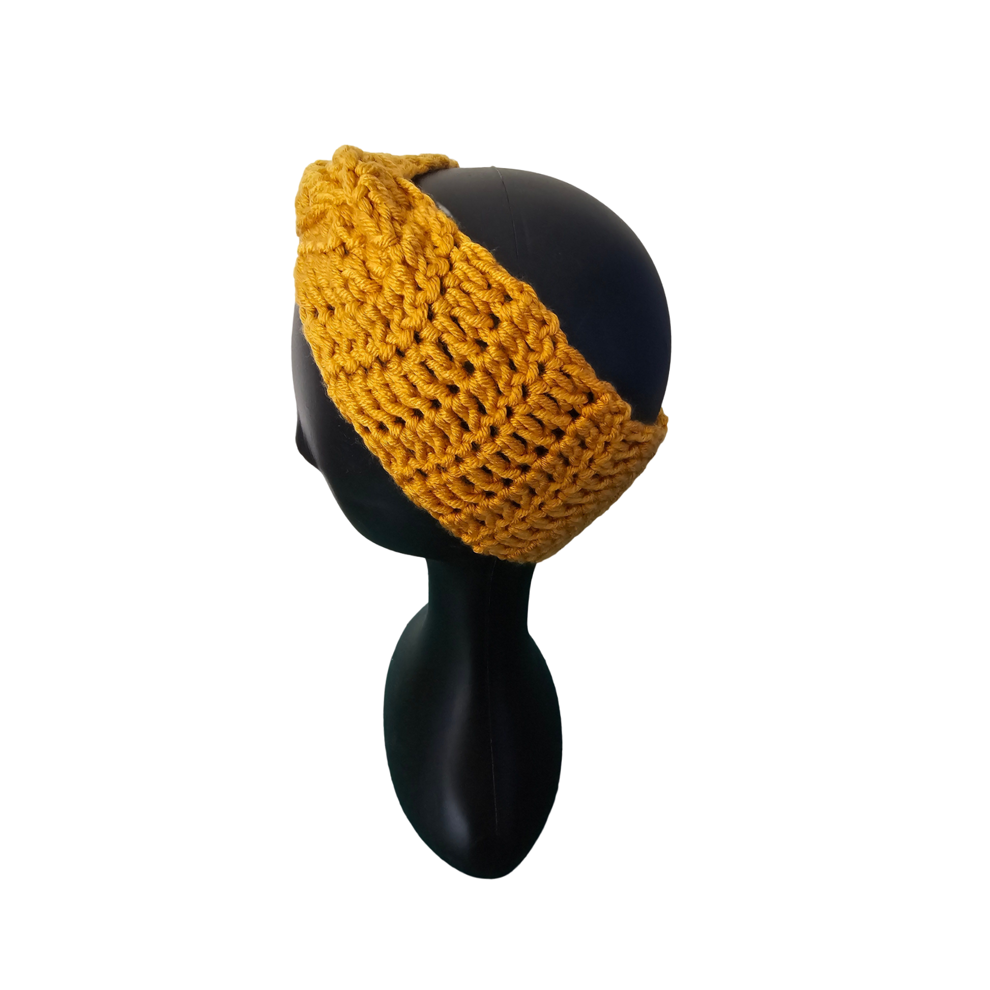 Crochet Headband - mustard Side View