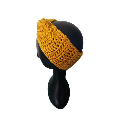 Crochet Headband - mustard Side View