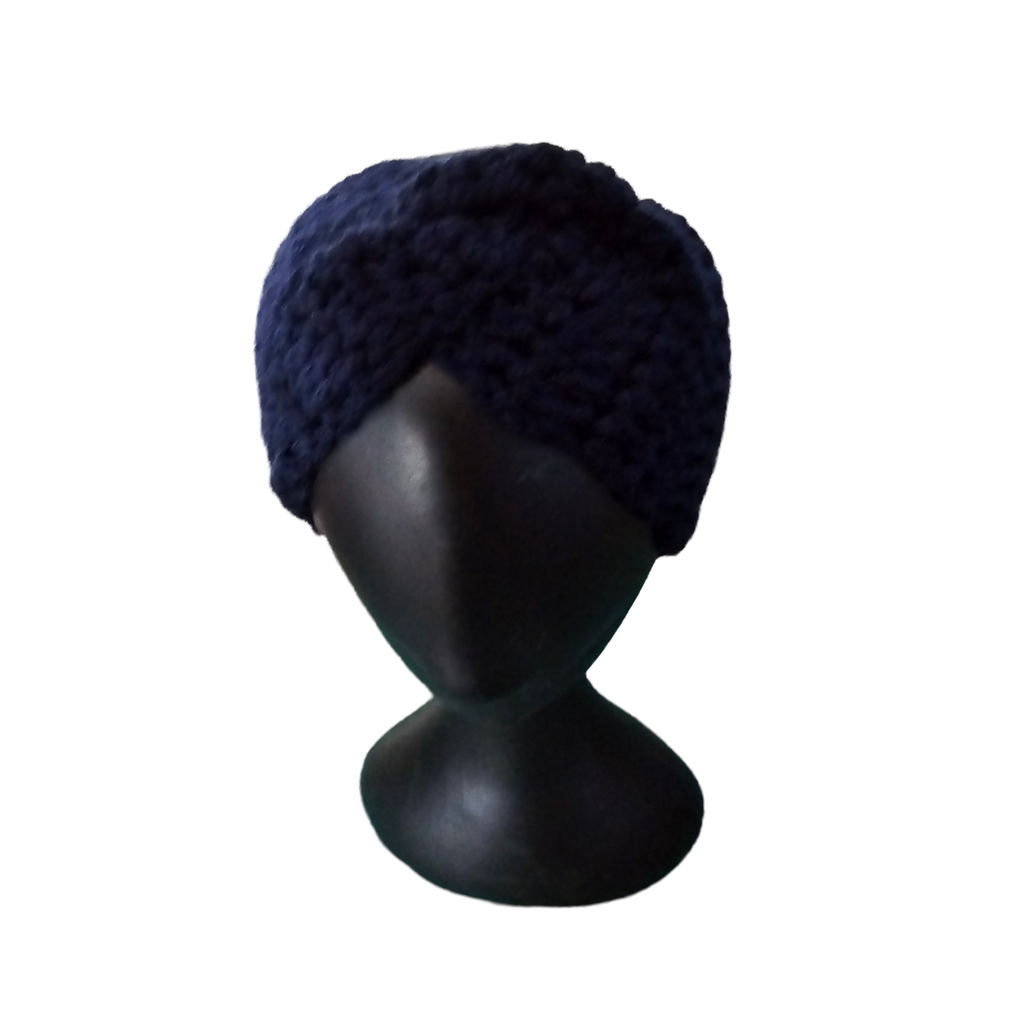 Crochet Headband - Navy Front View