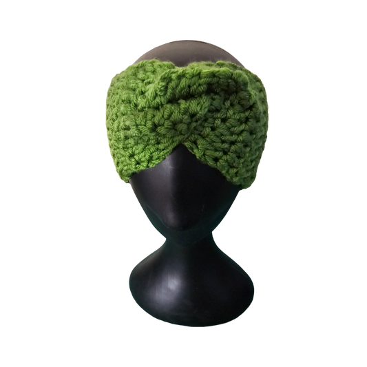 Crochet Headband - Green Front View