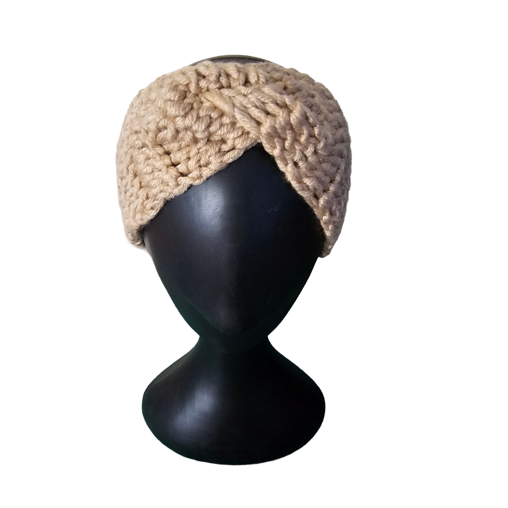 Crochet Headband - Beige Front VIew