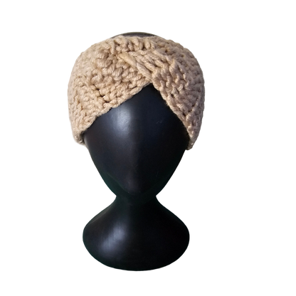 Crochet Headband - Beige Front VIew