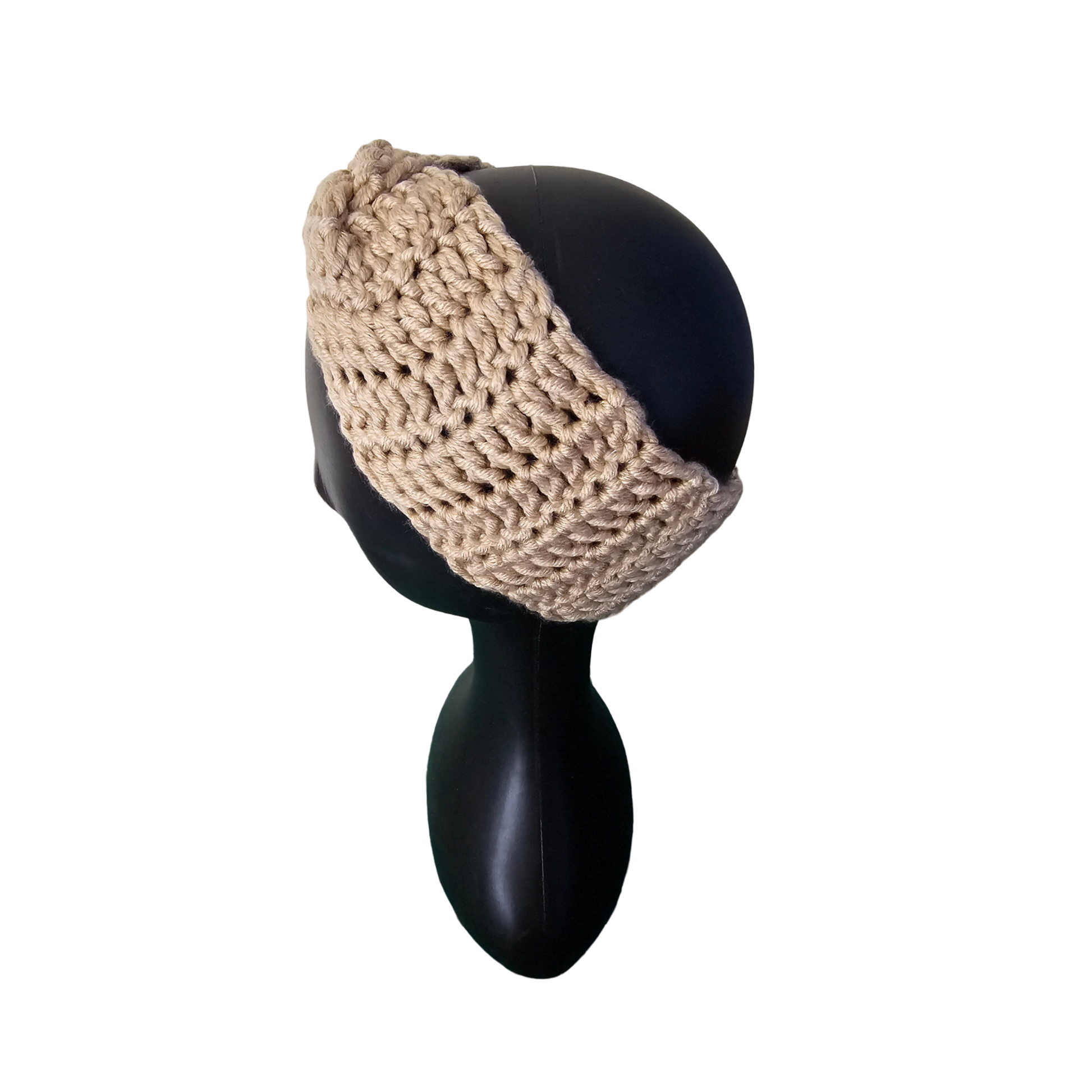 Crochet Headband - Beige Side View