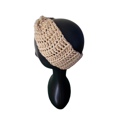 Crochet Headband - Beige Side View