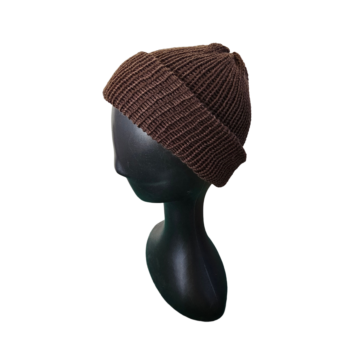 Knitted Beanie - Brown Side View