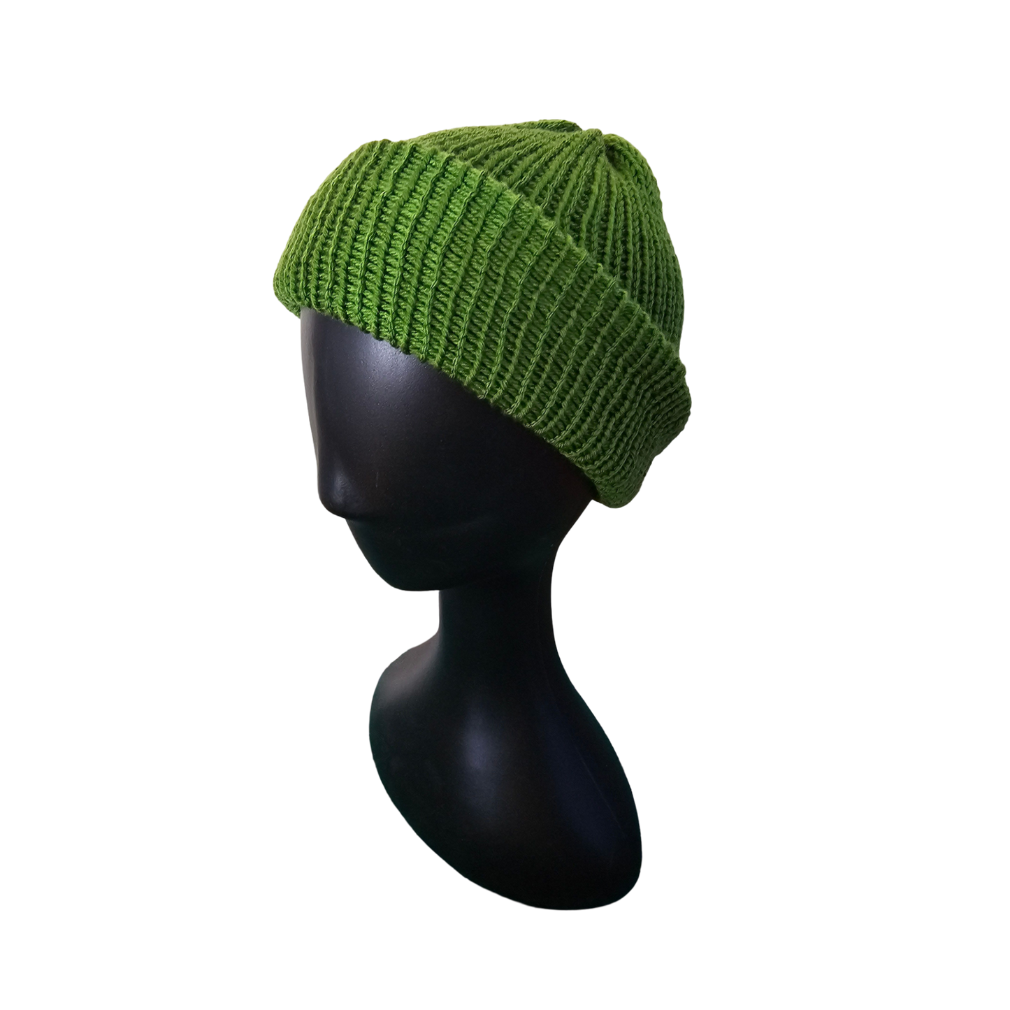 Knitted Beanie - Olive Side View