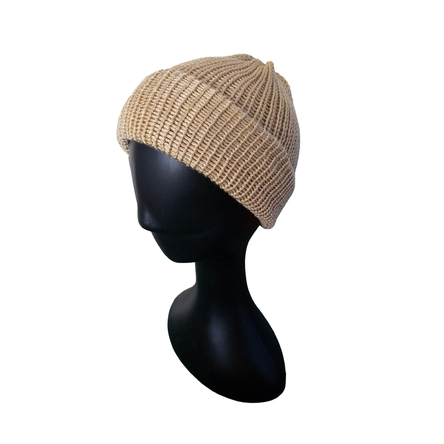 Knitted Beanie - Cream Side View