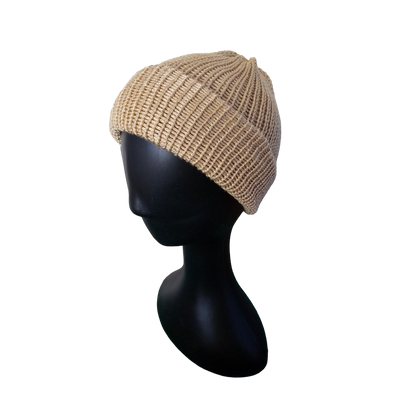 Knitted Beanie - Cream Side View