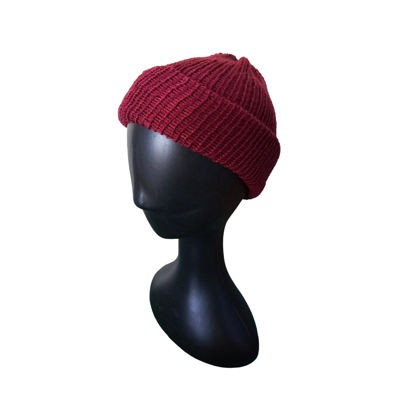 Knitted Beanie - Maroon Side View
