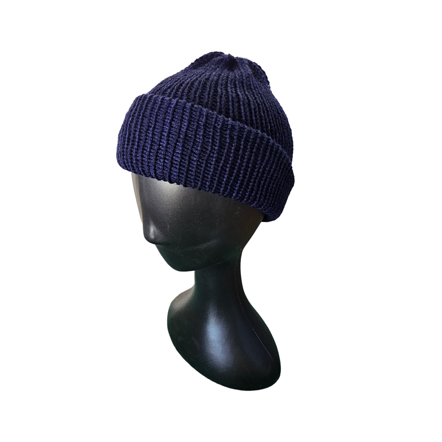Knitted Beanie - Navy Side View
