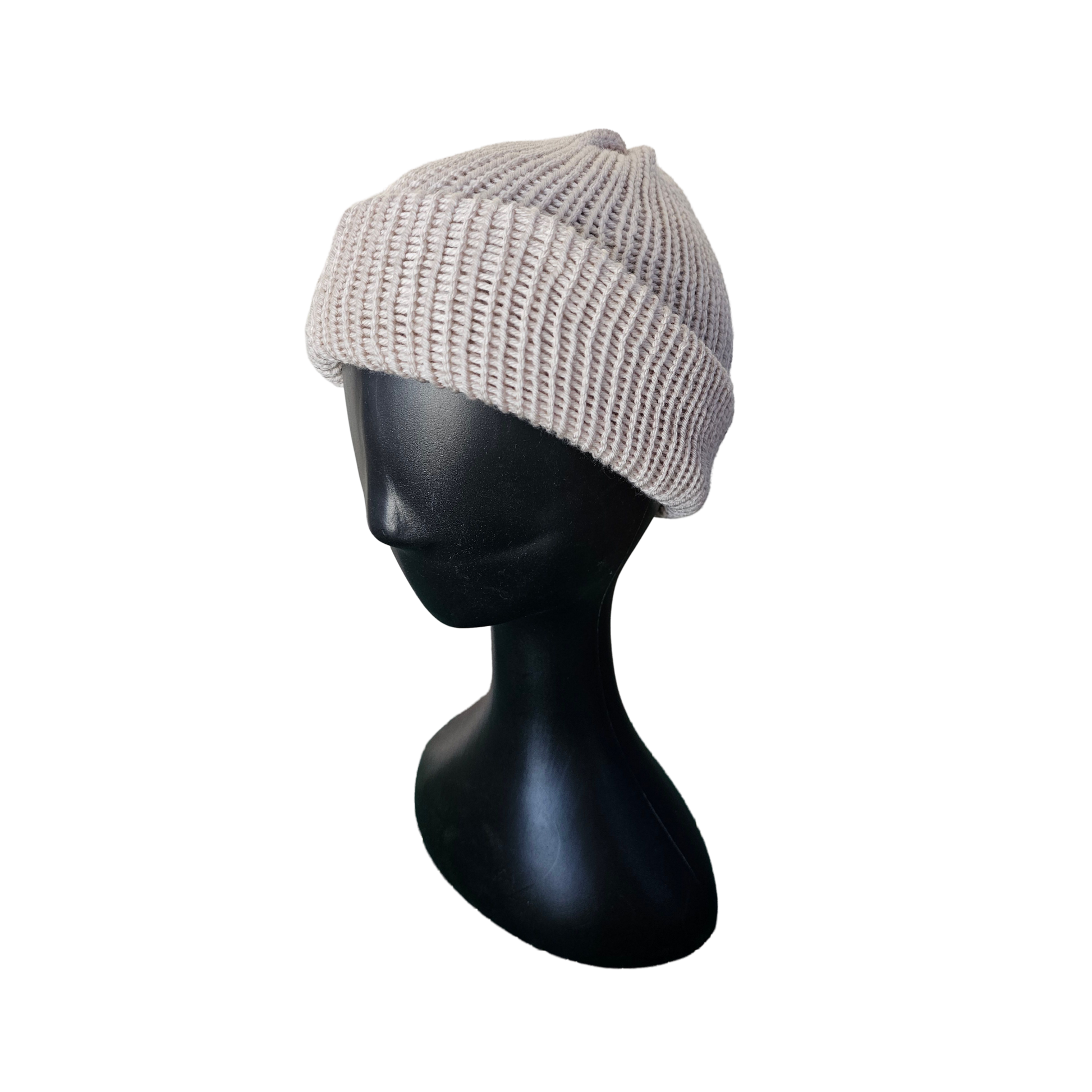 Knitted Beanie - White Side View