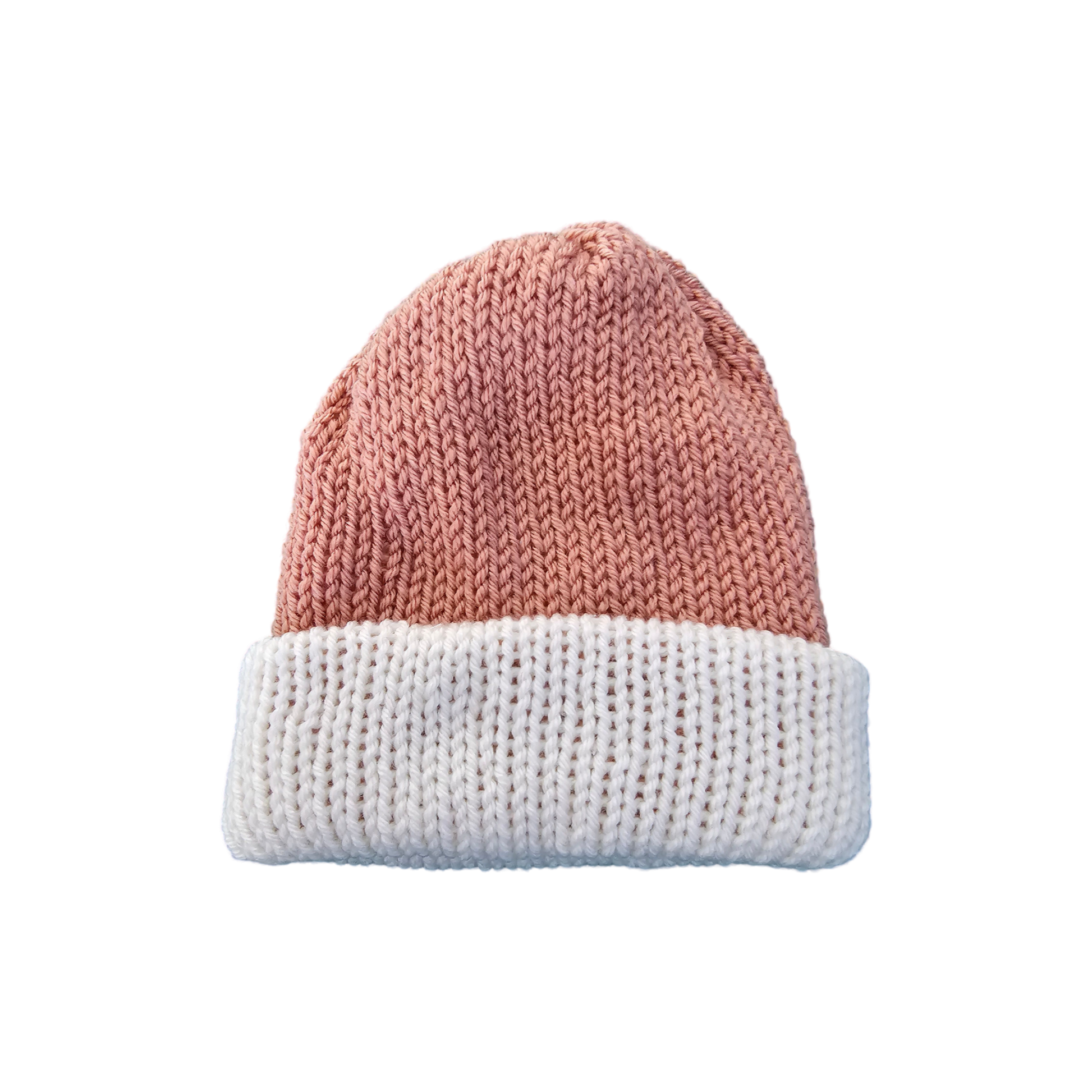 Knitted Beanie - Peach Two Tone Flat View