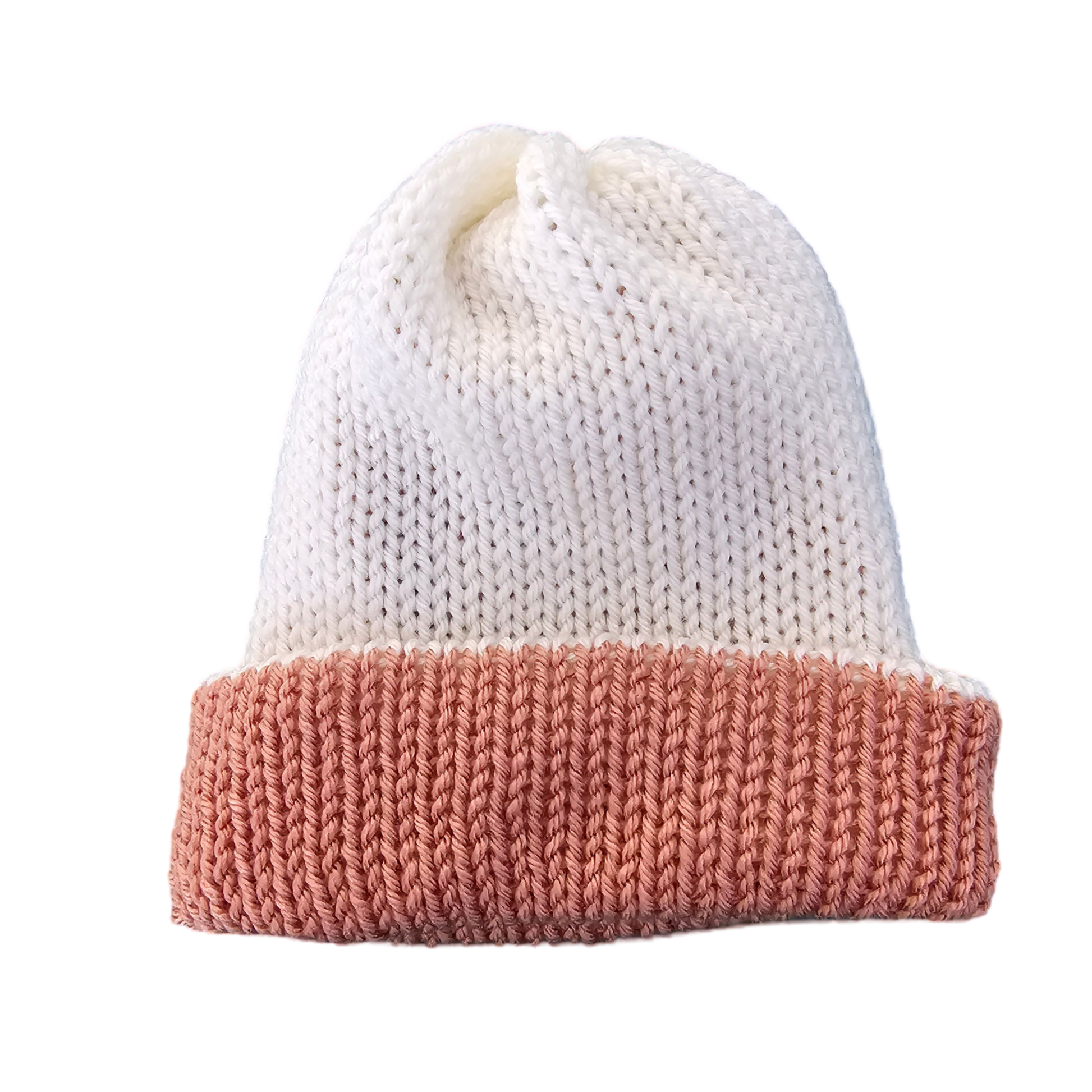 Knitted Beanie - Cream Two Tone Flat View