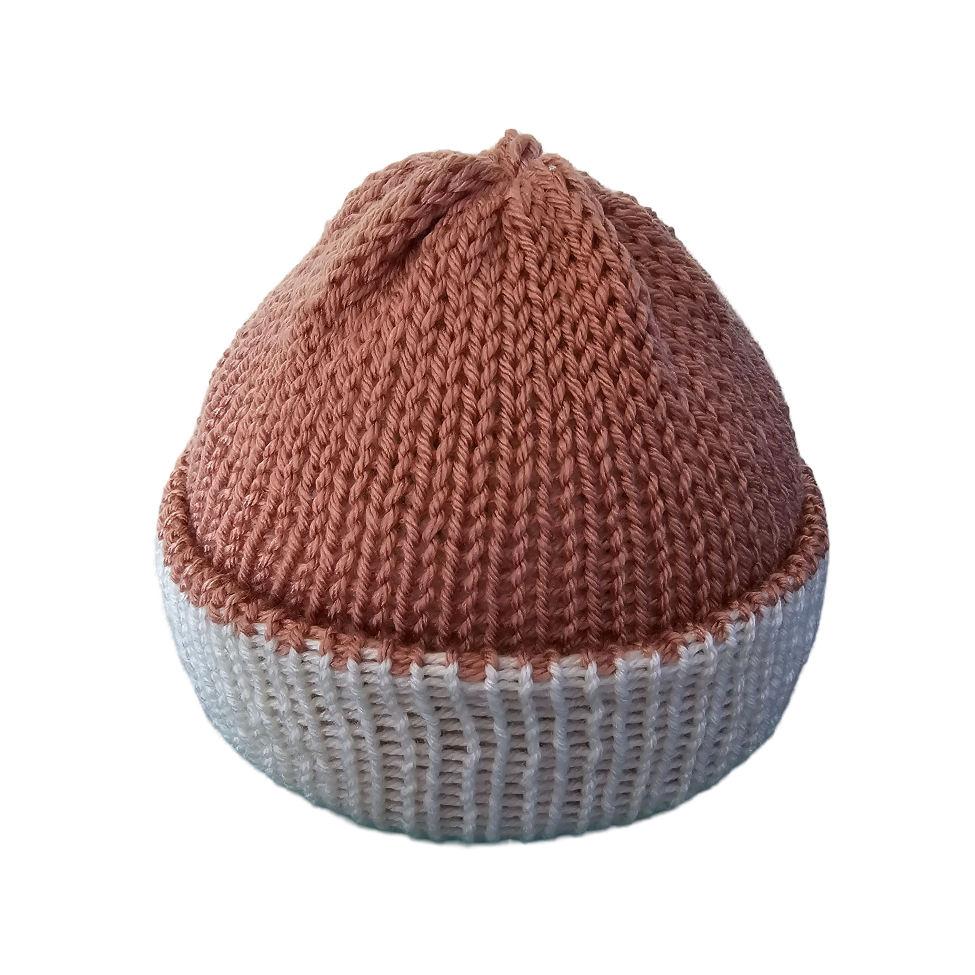 Knitted Beanie - Peach Two Tone Front VIew