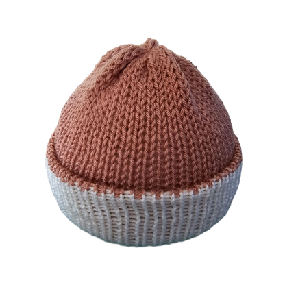 Knitted Beanie - Peach Two Tone Front VIew