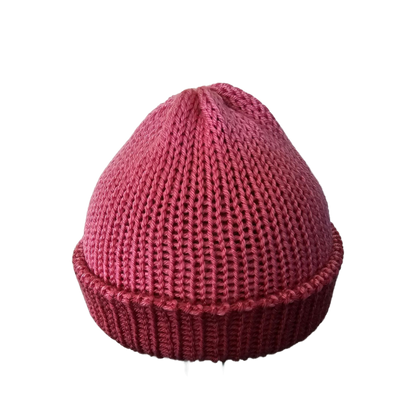 Knitted Beanie - Pink Two Tone Front View