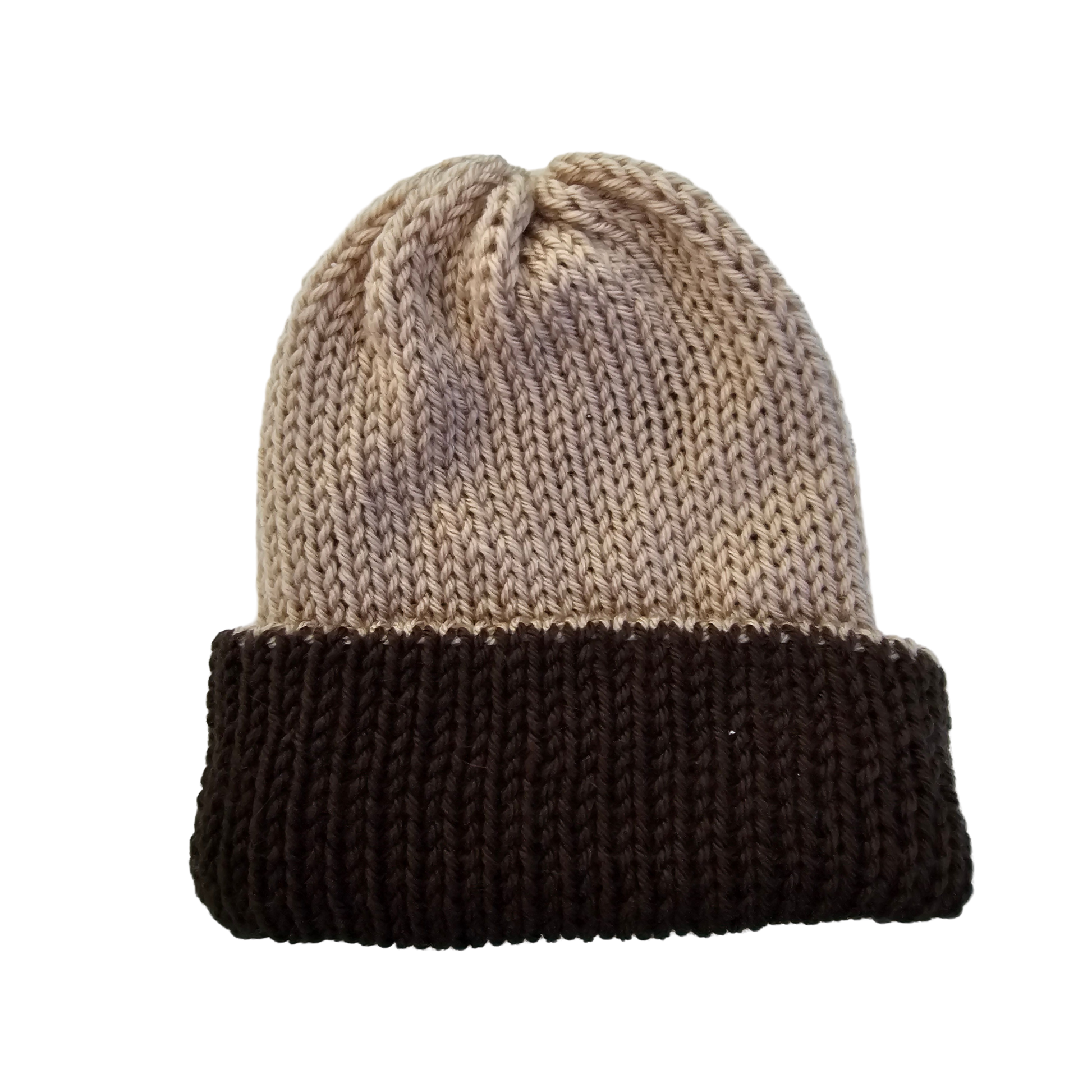 Knitted Beanie - Two Tone Beige flat View