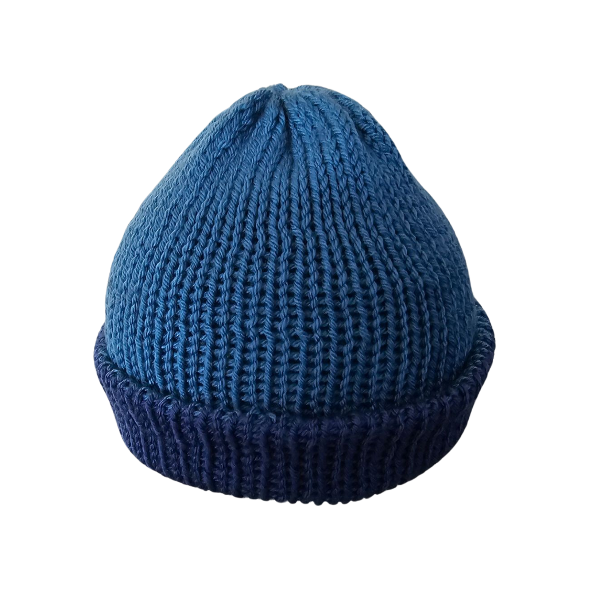 Knitted Beanie - Two Tone Lt Blue Front View