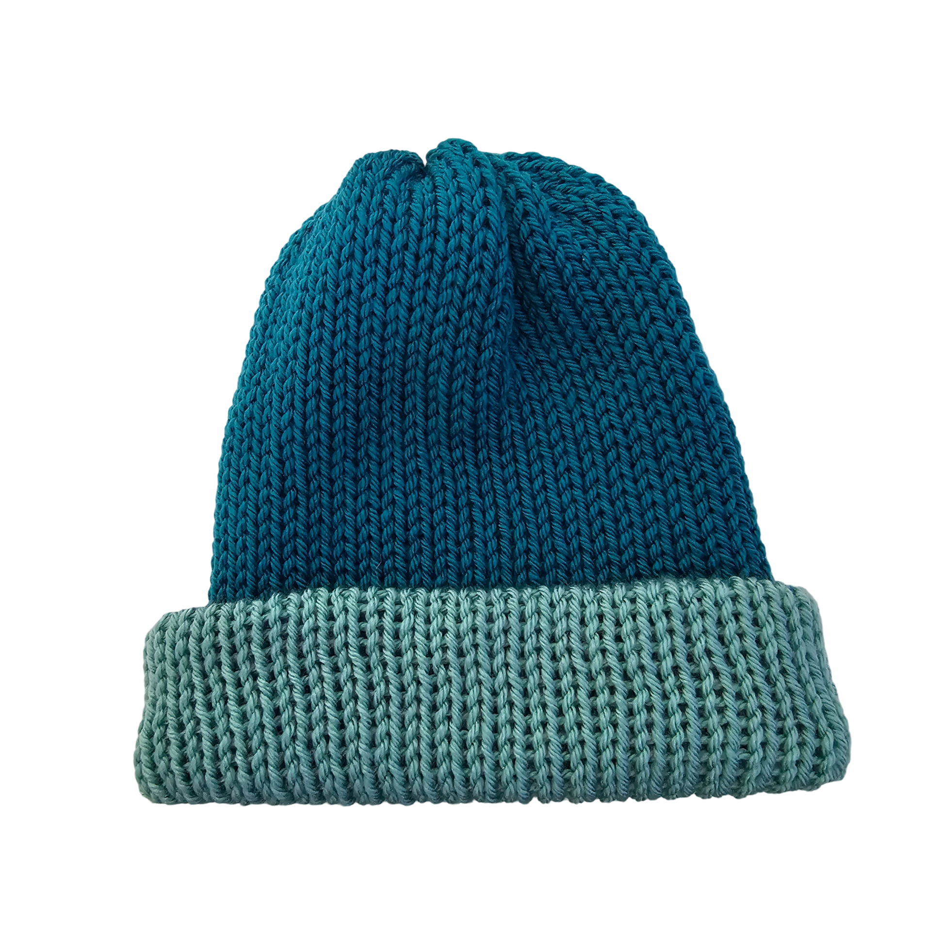 Knitted Beanie - Teal Two Tone Flat View